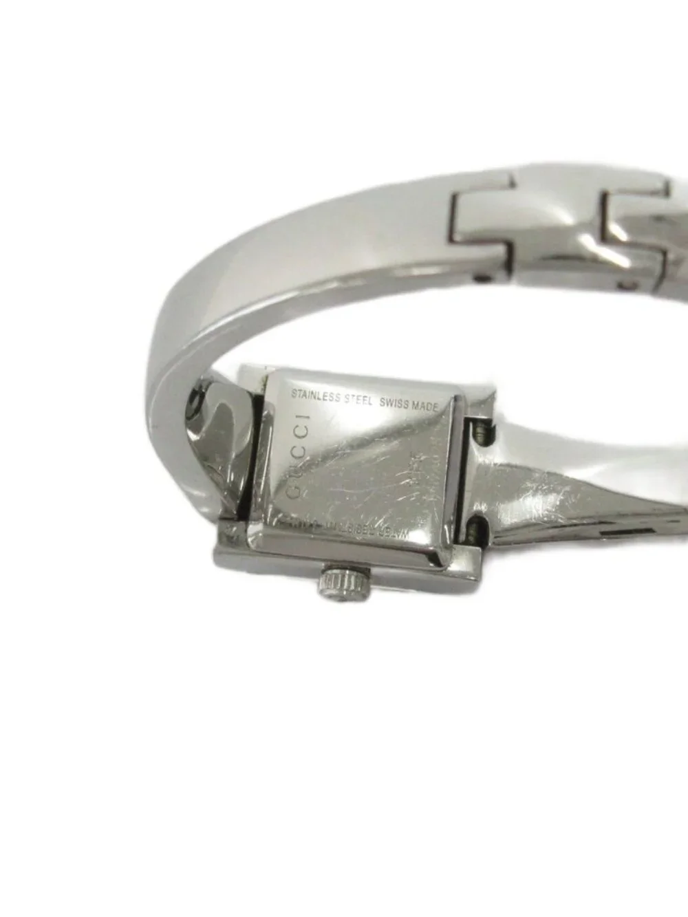 Gucci Frame Watch Square Quartz 128.5 Dial GG Pattern Silver Color MG
